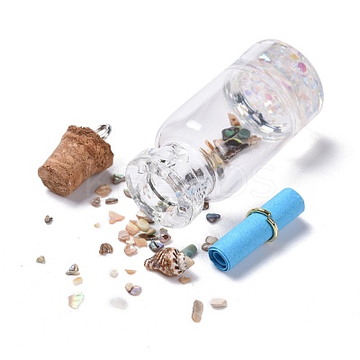 Glass Wishing Bottle Pendant Decorations GLAA-S181-02-1