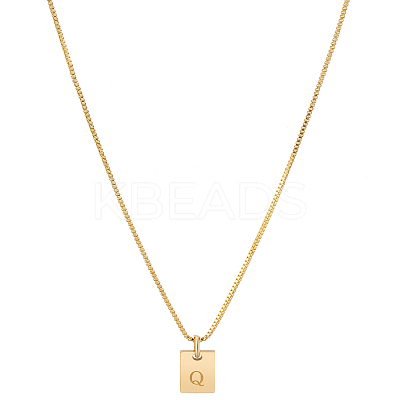 1Pc Stainless Steel Letter Rectangle Pendant Necklaces NJEW-LP0001-34Q-G-1