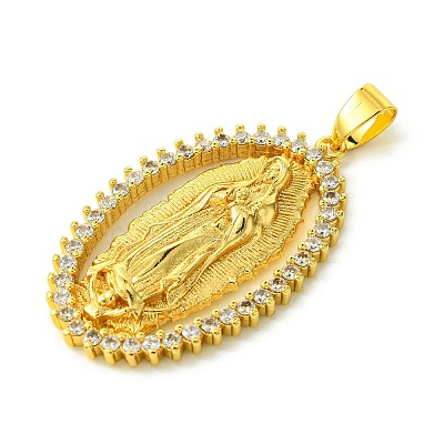 Brass Micro Pave Clear Cubic Zirconia Pendants KK-H472-42C-G-1