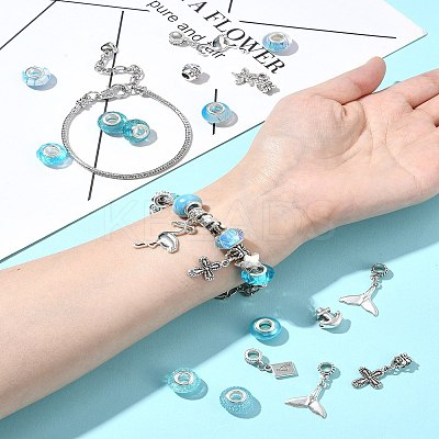 DIY Ocean Theme Alloy & Brass European Style Bracelet Making Kits DIY-FS0007-24-1