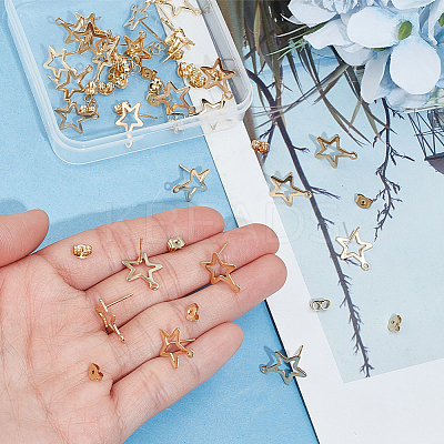 30Pcs 201 Stainless Steel Stud Earring Findings STAS-BBC0010-25-1