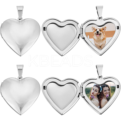 4Pcs 316 Stainless Steel Locket Pendants STAS-BBC0005-07-1