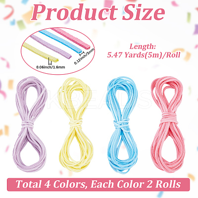 8 Bundles 4 Colors Flat Faux Suede Cord LW-CL0001-03B-1