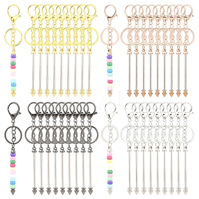 10Pcs Alloy Bar Beadable Keychain for Jewelry Making DIY Crafts KEYC-YW0001-29RG-1