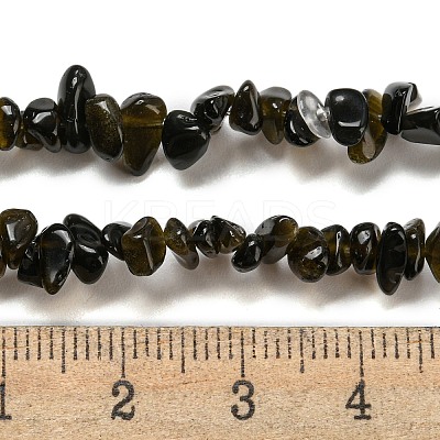 Natural Golden Sheen Obsidian Beads Strands G-G0003-B46-1