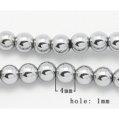PVD Vacuum Plating Platinum Plated Hematite Beads Strands X-G-D010-1-1