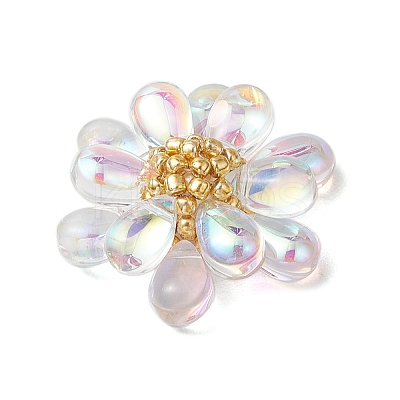 Teardrop Transparent Glass Pendants PALLOY-MZ00601-07-1