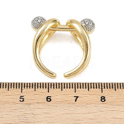 Brass Micro Pave Cubic Zirconia Adjustable Cuff Rings RJEW-C140-11G-1