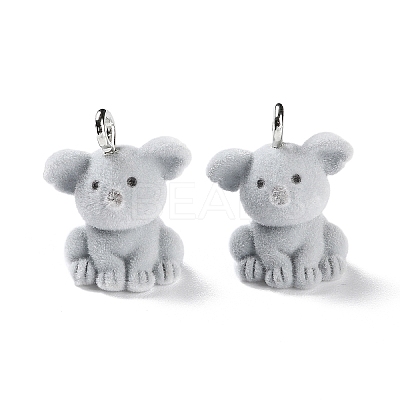 Animal Shape Flocky Resin Pendants RESI-Q229-01B-1