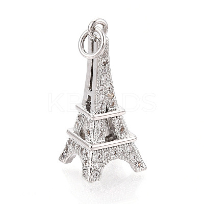 Brass Micro Pave Cubic Zirconia Pendants KK-N268-04P-1