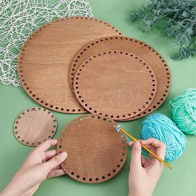 Wooden Crochet Basket Bottoms Set DIY-WH0019-97-1