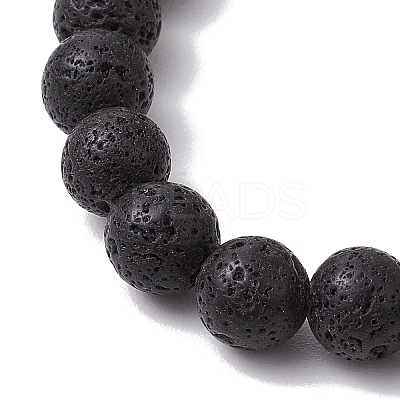 Natural Lava Rock Beaded Stretch Bracelets BJEW-JB11000-02-1