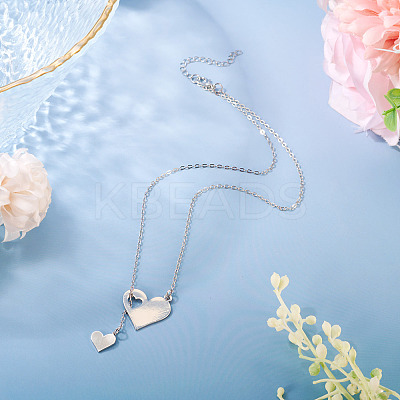 1Pc 302 Stainless Steel Heart Puzzle Pendant Cable Chain Lariat Y Necklaces for Women NJEW-TADJ0001-01P-1