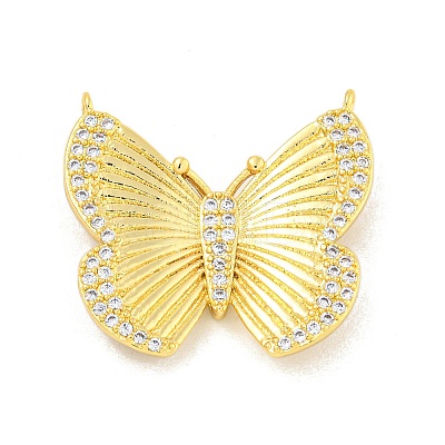 Rack Plating Brass Micro Pave Clear Cubic Zirconia Pendants KK-K341-69G-1