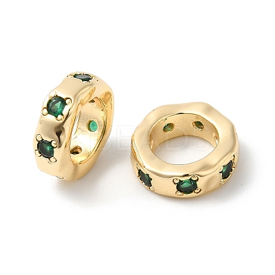 Brass Micro Pave Cubic Zirconia Beads KK-P234-22G-1