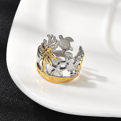 304 Stainless Steel Cuff Rings for Women RJEW-F193-01GP-1