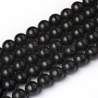 Natural Shungite Beads Strands G-I271-C03-12mm-1