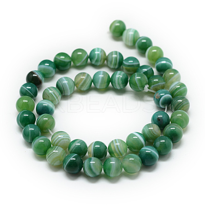 Natural Striped Agate/Banded Agate Bead Strands G-T046-6mm-B03-1