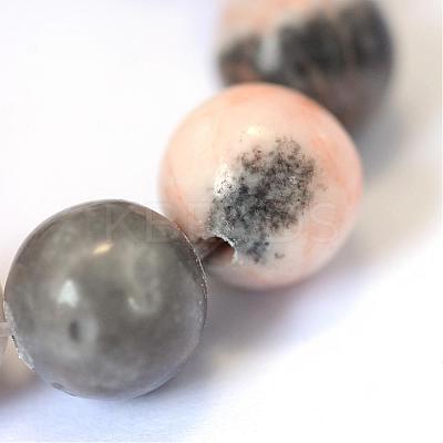 Natural Pink Zebra Jasper Round Bead Strands G-E334-4mm-11-1
