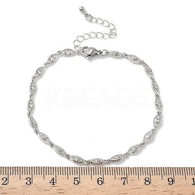Brass Micro Pave Clear Cubic Zirconia Eye Link Chain Bracelets for Women BJEW-G764-09P-1