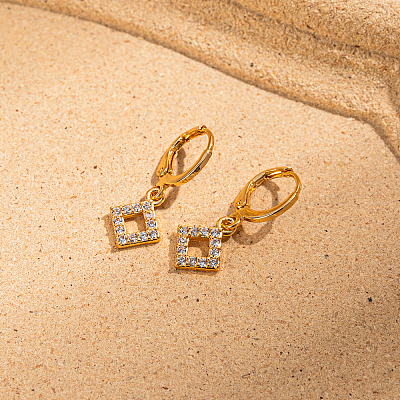 Elegant Brass Clear Cubic Zirconia Hoop Earrings for Women AN5679-1-1