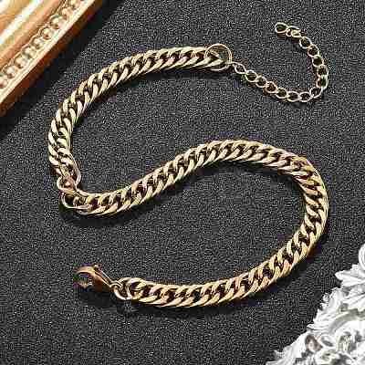 304 Stainless Steel Cuban Link Bracelets for Men Women BJEW-Q038-05G-1