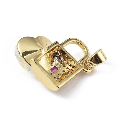 Real 18K Gold Plated Rack Plating Brass Micro Pave Clear Cubic Zirconia Pendants KK-C015-17G-08-1