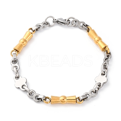 201 Stainless Steel Byzantine Chain Bracelets BJEW-B078-159GP-1