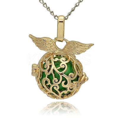 Golden Tone Brass Hollow Round Cage Pendants KK-J230-05G-1
