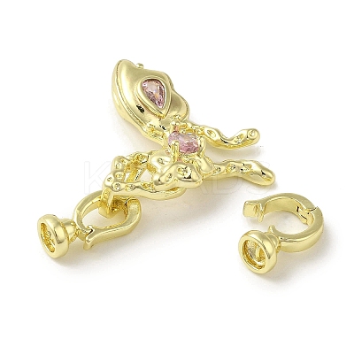 Brass Micro Pave Pink Cubic Zirconia Fold Over Clasps LS-KK-K371-12G-1