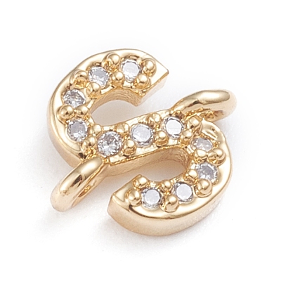 Brass Micro Pave Cubic Zirconia Letter Links ZIRC-I042-16G-S-1