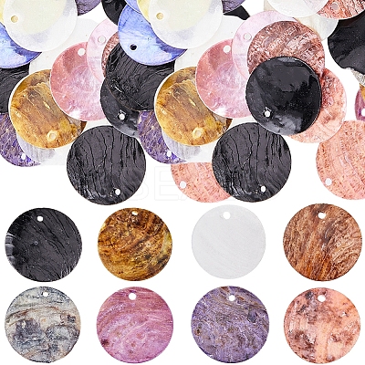 160Pcs 8 Colors Spray Painted Natural Akoya Shell Pendants SHEL-SC0001-38-1