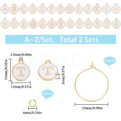 DIY Initial Letter A~Z Alphabet Brass Enamel Wine Glass Charm Rings Making Kits DIY-SC0024-59B-1
