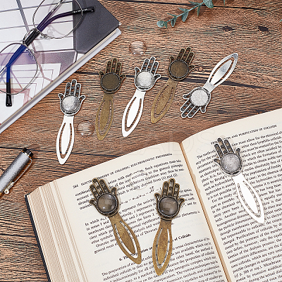 DIY Blank Dome Hamsa Hand Bookmark Making Kit DIY-SC0021-03-1
