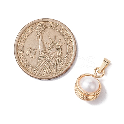 Natural Cultured Freshwater Pearl Copper Wire Wrapped Pendants PALLOY-JF02719-1