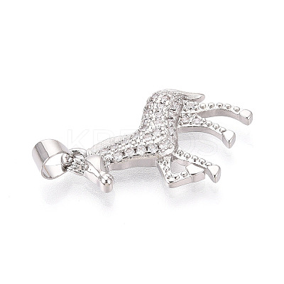 Brass Micro Pave Clear Cubic Zirconia Pendants KK-T080-11P-1