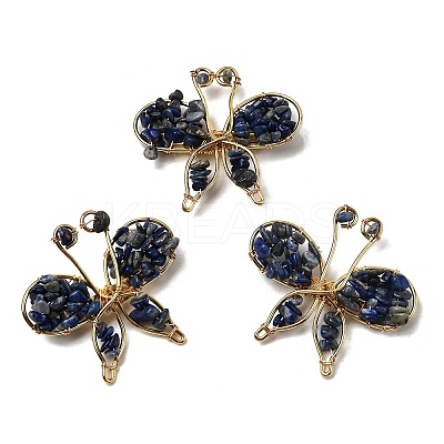 Butterfly Natural Lapis Lazuli Brooch G-A278-02G-04-1