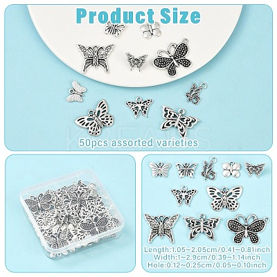 50Pcs 10 Styles Tibetan Style Alloy Pendants FIND-YW0006-94-1