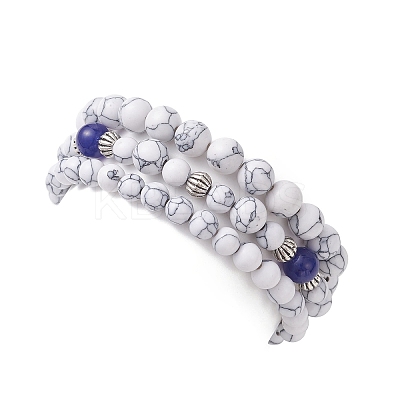 Adjustable Natural & Dyed Malaysia Jade and Synthetic Howlite Stretch Bracelets BJEW-JB13029-1