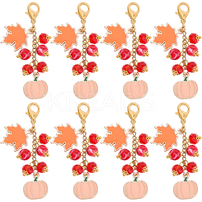 8Pcs Thanksgiving Day Alloy & Acrylic Pendant Decorations HJEW-SC0001-76B-1