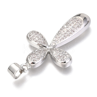 Brass Micro Pave Clear Cubic Zirconia Pendants ZIRC-O038-09P-1