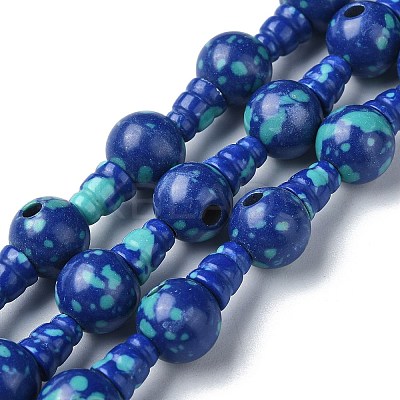 Synthetic Chrysocolla 3-Hole Guru Bead Strands G-K149-46-1