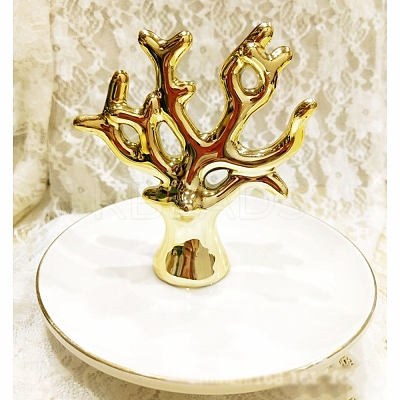 Porcelain Coral Ring Holder DJEW-WH0010-67-1