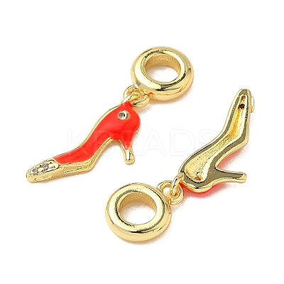 Brass Micro Pave Clear Cubic Zirconia European Dangle Charms KK-K293-52G-1