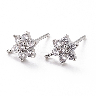 Brass Micro Pave Cubic Zirconia Stud Earrings Findings LS-ZIRC-C027-14P-02-RS-1