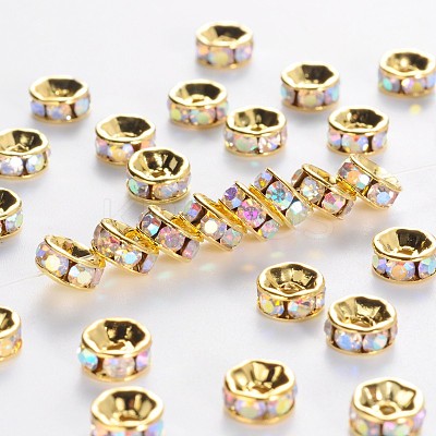 Brass Grade A Rhinestone Spacer Beads RSB034NF-02G-1