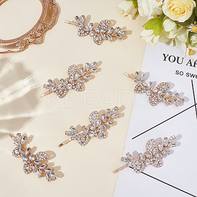 6Pcs Zinc Alloy Rhinestone Hair Bobby Pins PHAR-GO0001-10-1