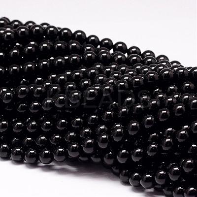 Natural Black Tourmaline Beads Strands G-P132-17-8mm-1