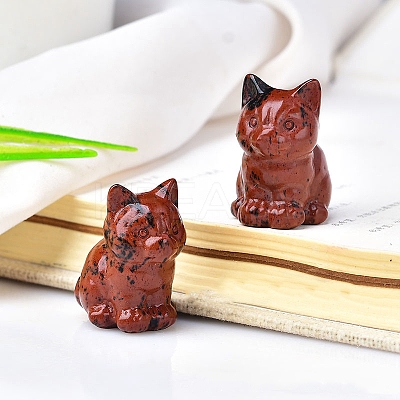 Natural Mahogany Obsidian Carved Healing Cat Figurines PW-WG98432-11-1