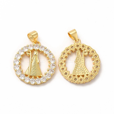 Rack Plating Brass Micro Pave Cubic Zirconia Pendants KK-H436-10G-1